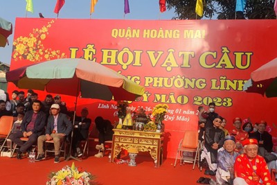 Đông đảo người tham gia Lễ hội vật cầu Thúy Lĩnh (quận Hoàng Mai)