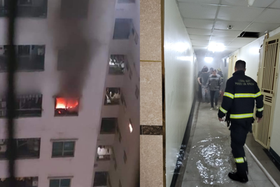 Cháy chung cư HH Linh Đàm,  cảnh sát đưa 120 người thoát nạn