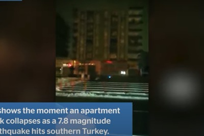 [Video] Nhà cao tầng Thổ Nhĩ Kỳ sập trong nháy mắt do động đất 7,8 độ