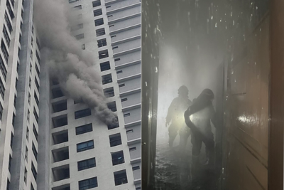 Hà Nội: Cháy ở tầng 22 chung cư Goldmark City, cột khói bốc nghi ngút