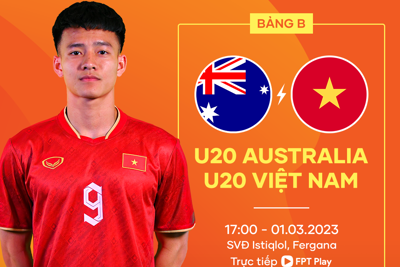 Xem trực tiếp U20 Việt Nam vs U20 Australia, 17h00 ngày 1/3 trên kênh nào?