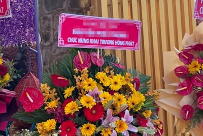 Tự đặt lẵng hoa ghi tên lãnh đạo Đảng để mừng khai trương quán cà phê