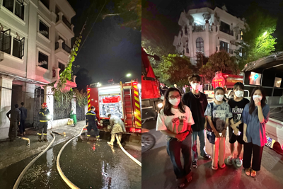 Cháy nhà trọ ở Đại Kim, 5 người được cảnh sát giải cứu thoát 