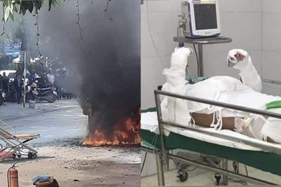 Cháy xe cứu thương ở Điện Biên, 1 sản phụ bị bỏng nặng