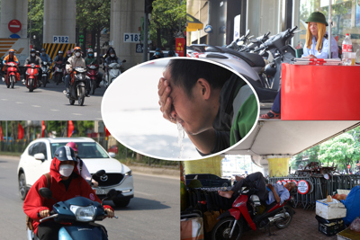 Vô vàn cách chống nắng của người lao động tại Hà Nội