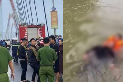 Hà Nội: Cảnh sát cứu nam thanh niên nhảy cầu Nhật Tân