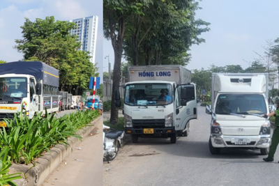 Công an huyện Thanh Trì: “Trảm” hàng loạt ôtô vi phạm trên đường Phạm Tu-Nguyễn Xiển