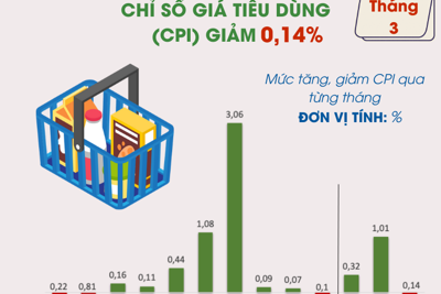 Chỉ số giá tiêu dùng tháng 3/2024 của Hà Nội giảm nhẹ 