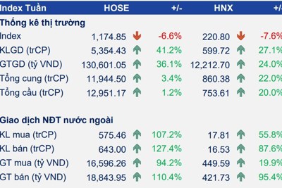 Chứng khoán tuần qua: VN-Index mất hơn 100 điểm trong 4 phiên liên tục