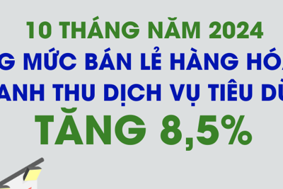 Bán lẻ hàng hóa và doanh thu dịch vụ tiêu dùng 10 tháng tăng 8,5%