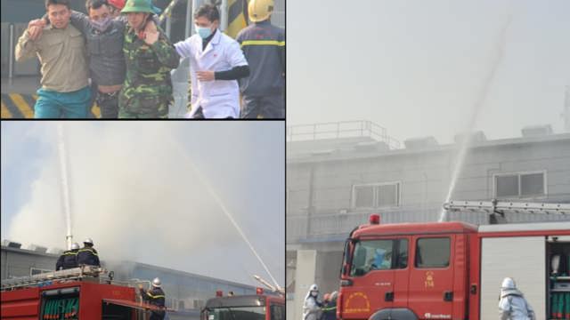 Cháy giả định ở Khu Công nghiệp Quang Minh, nhiều công nhân mắc kẹt được cứu thoát