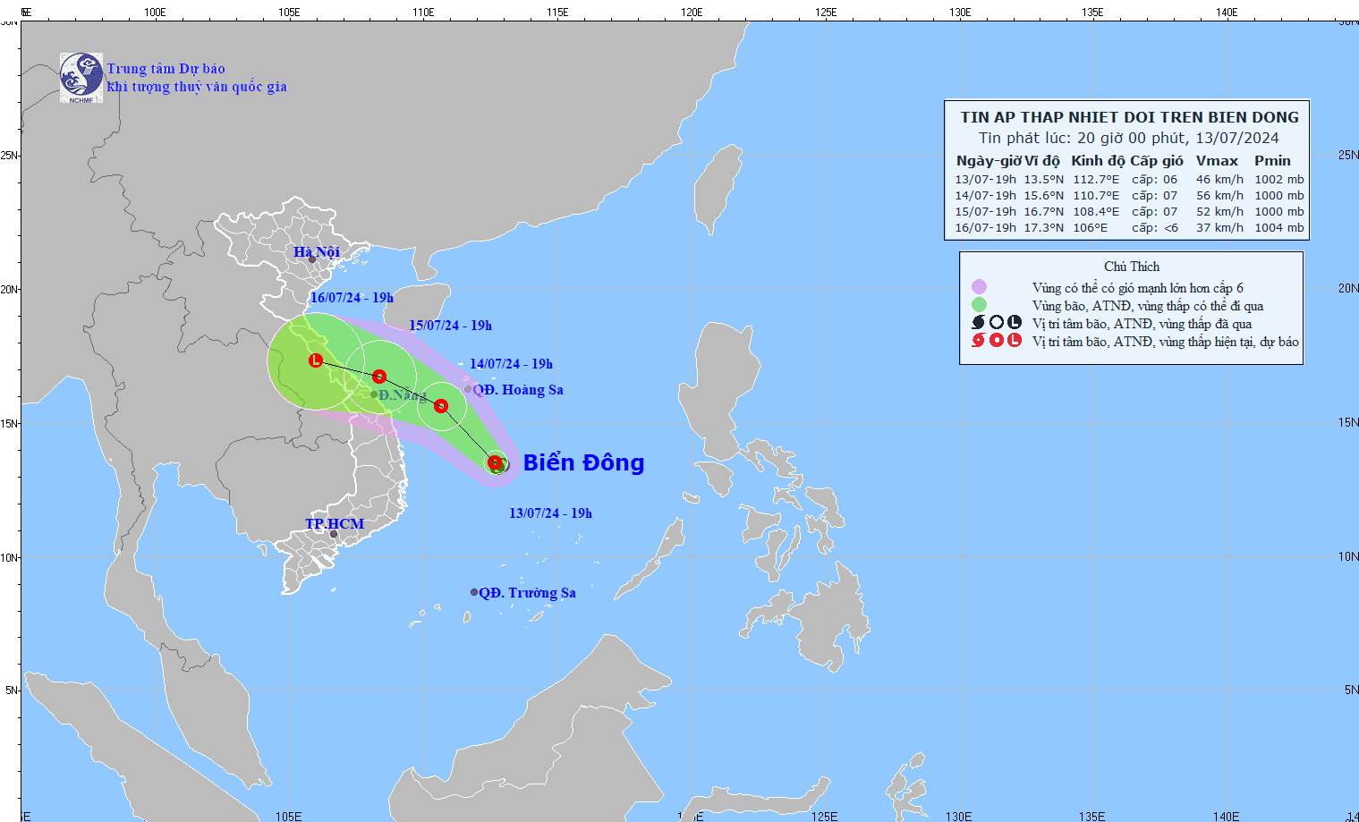 Áp thấp nhiệt đới theo hướng Tây Bắc, Hà Nội, nhiều nơi mưa lớn trên 250mm