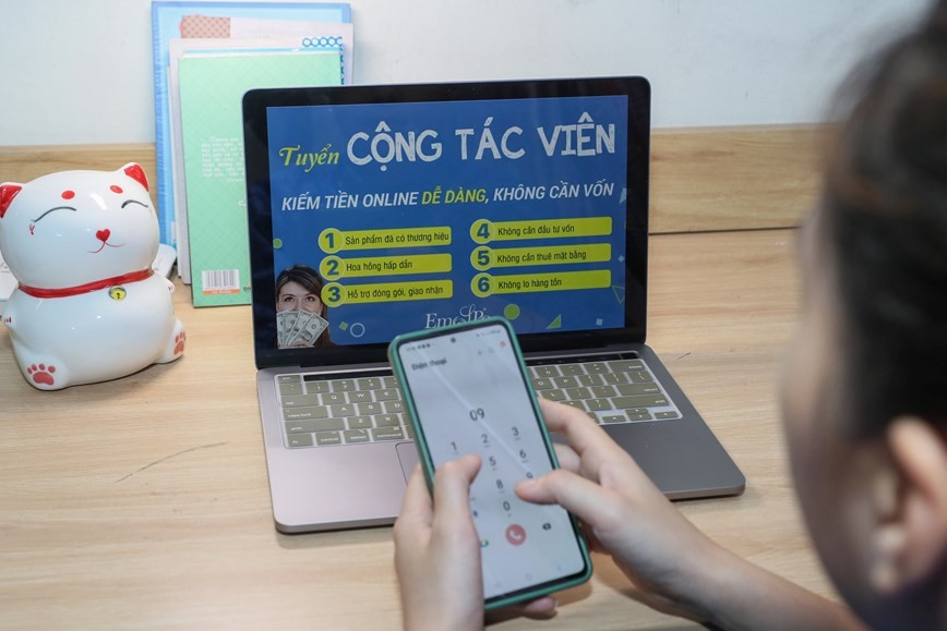 Thủ đoạn của các đối tượng là tuyển cộng tác viên online, thanh toán đơn hàng cho các sàn thương mại điện tử để lừa đảo.