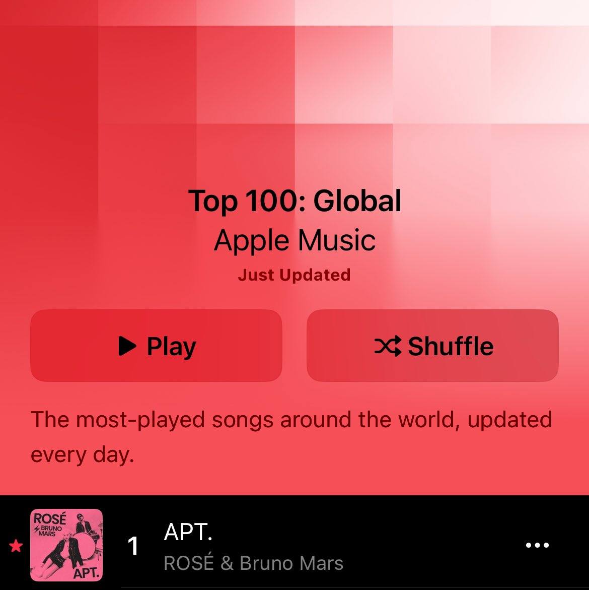 Rosé - thành viên nhóm nhạc nữ BlackPink là nghệ sĩ Kpop đầu tiên đạt no.1 bxh apple music toàn cầu với "APT."