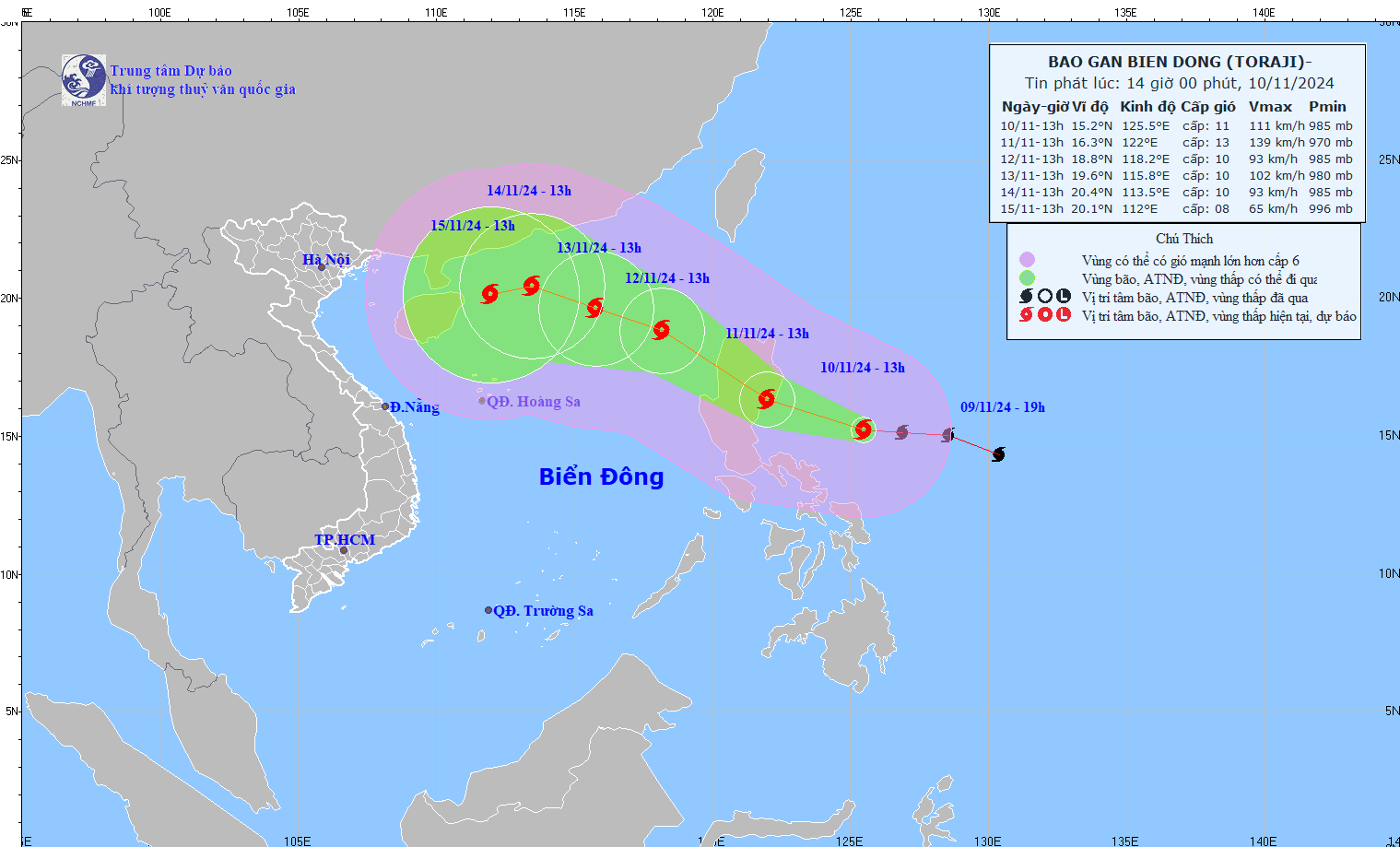 Cơn bão mới (bão Toraji) giật cấp 13, đang tiến vào Biển Đông