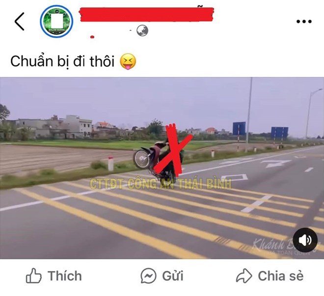 Hình ảnh chụp từ video của N.D.K đăng lên mạng xã hội. Ảnh: Công an tỉnh Thái Bình