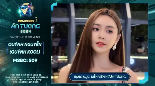 Quỳnh Kool nhận đề cử hạng mục Diễn viên nữ ấn tượng. Ảnh: VTV