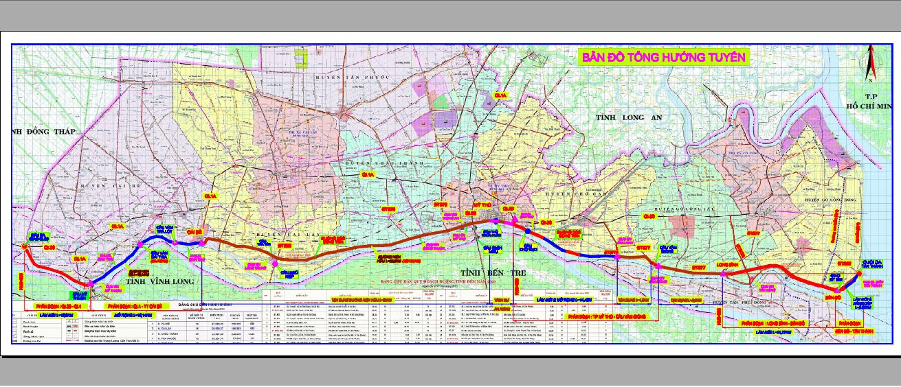 Bản đồ tổng hướng tuyến của dự án.