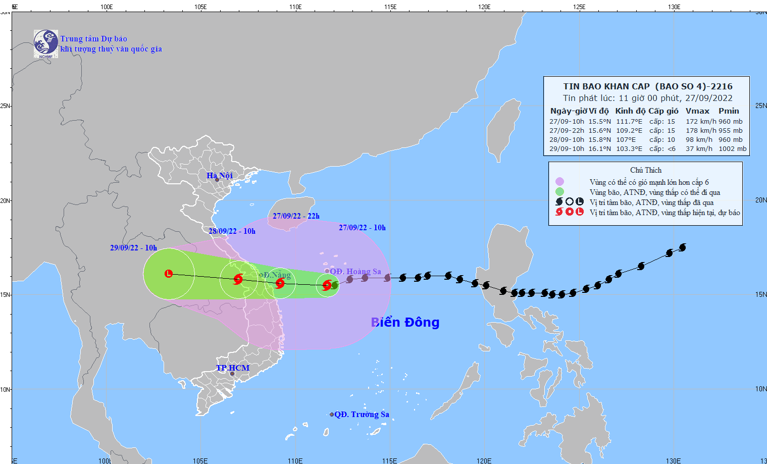 Tin khẩn cấp bão số 4: Siêu bão cách Đà Nẵng - Quảng Ngãi 310km 