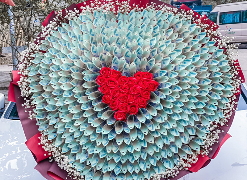 Bó 500k  hoa sáp Hình trái tim  Bó hoa bằng tiền Bình Dương  Facebook