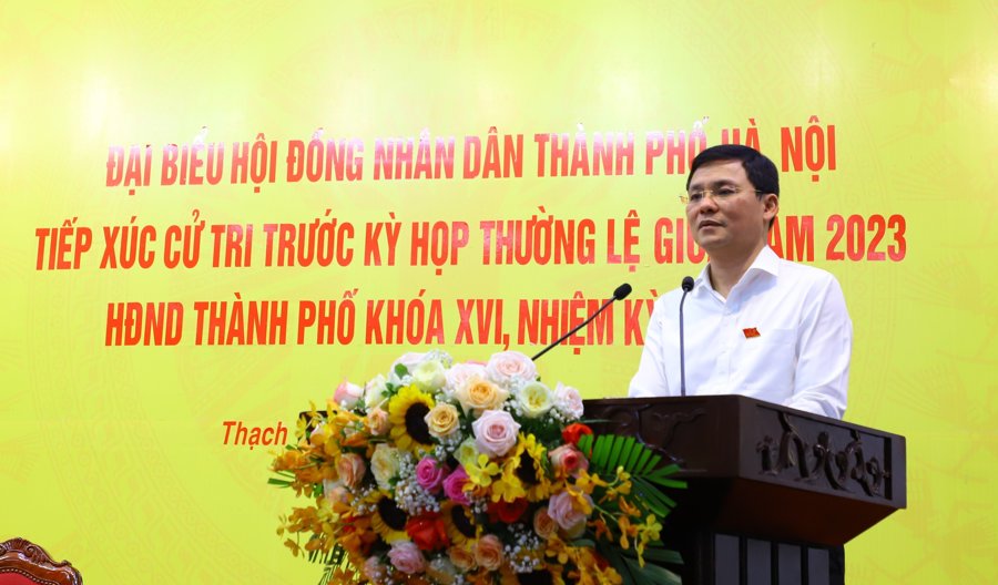 Phó Chủ tịch HĐND Thành phố Hà Nội Phạm Quí Tiên phát biểu tại hội nghị.