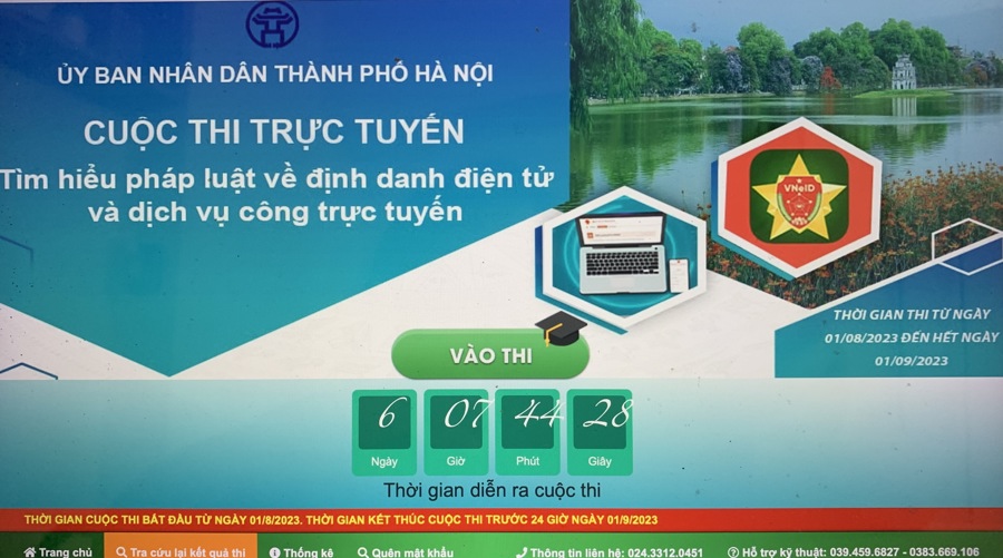 Cuộc thi trực tuyến “Tìm hiểu pháp luật về định danh điện tử và dịch vụ công trực tuyến” bắt đầu từ ngày 01/8/2023 và kết thúc vào 24 giờ ngày 01/9/2023.