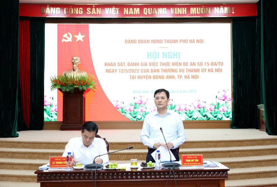 Phó Chủ tịch HĐND TP Hà Nội Phạm Quí Tiên phát biểu tại buổi làm việc.