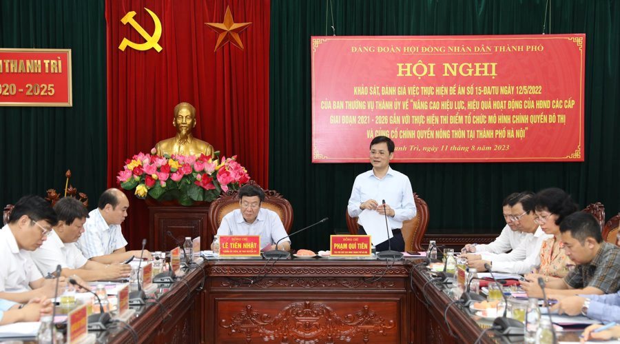 Phó Chủ tịch HĐND TP Hà Nội Phạm Quí Tiên phát biểu tại buổi làm việc 
