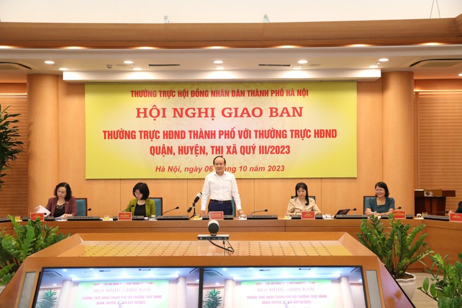 Chủ tịch HĐND TP Hà Nội Nguyễn Ngọc Tuấn chủ trì hội nghị đánh giá về hoạt động HĐND 9 tháng năm 2023
