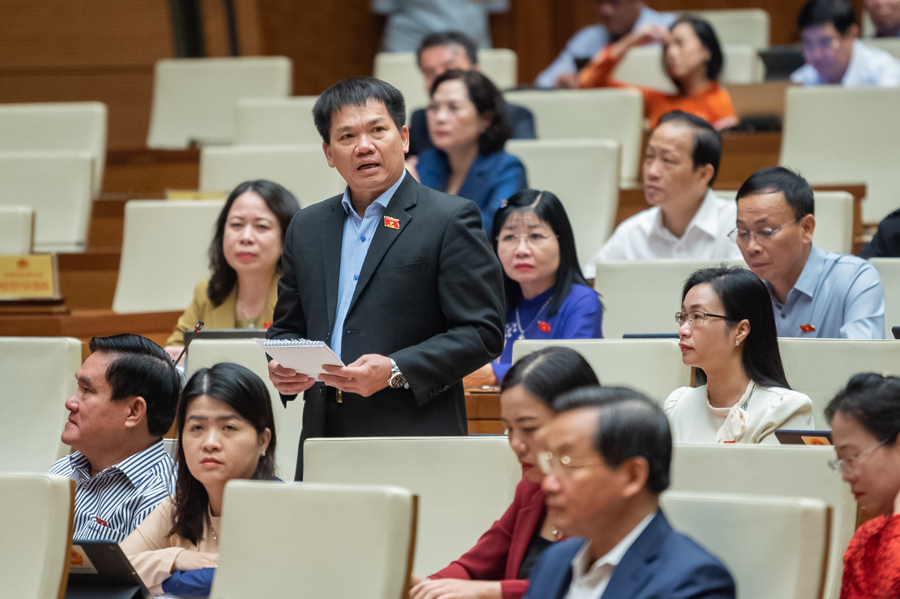 Đại biểu Dương Khắc Mai (Đoàn ĐB Quốc hội tỉnh Đắk Nông) phát biểu tại phiên chất vấn. 