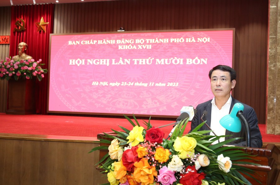 Phó Chủ tịch UBND TP Hà Nội Nguyễn Trọng Đông phát biểu tại hội nghị
