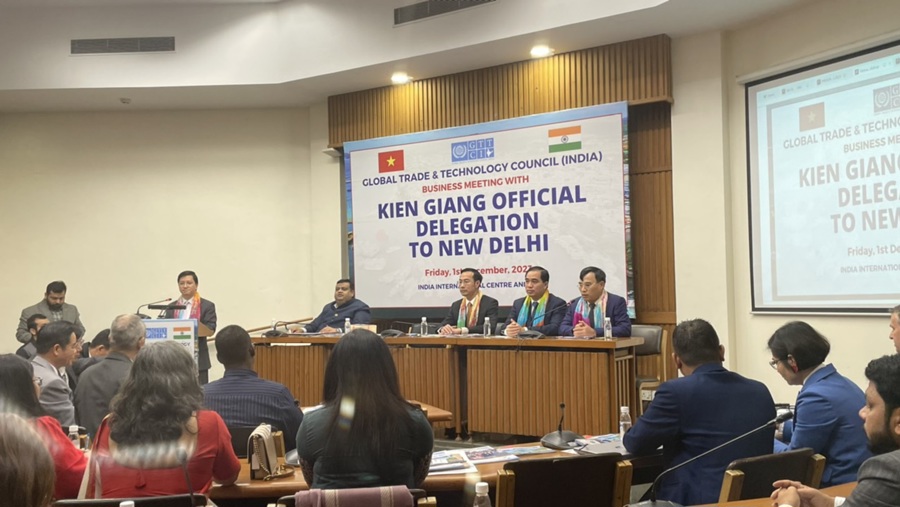 Hội thảo gặp gỡ doanh nghiệp Kiên Giang và Ấn Độ (tổ chức ngày 1/12 tại thủ đô New Delhi) thu hút gần 50 tập đoàn, doanh nghiệp kinh doanh lĩnh vực du lịch tại Ấn Độ và Kiên Giang tham dự. Ảnh: Sở TT&TT Kiên Giang cung cấp.