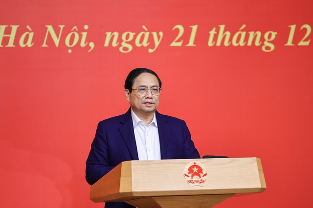 Thủ tướng Phạm Minh Chính phát biểu kết luận hội nghị. 