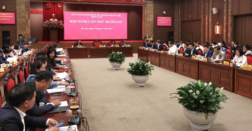 Quang cảnh Hội nghị lần thứ 16, Ban Chấp hành Đảng bộ Thành phố Hà Nội (khóa XVII).