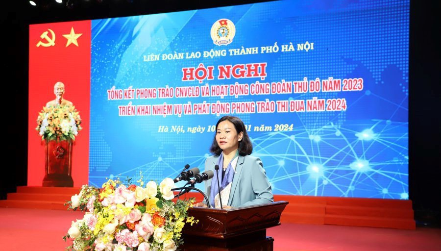 Ủy viên T.Ư Đảng, Phó Bí thư Thường trực Thành ủy Hà Nội Nguyễn Thị Tuyến phát biểu chỉ đạo tại hội nghị