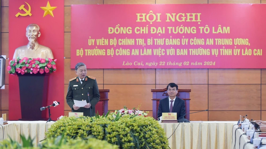 Đại tướng Tô Lâm phát biểu tại Hội nghị.