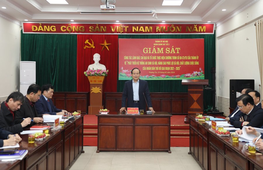 Phó Bí thư Thành ủy, Chủ tịch HĐND TP Hà Nội Nguyễn Ngọc Tuấn phát biểu tại buổi giám sát
