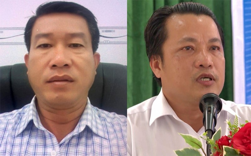 Bị can Nguyễn Văn Trọng (bên trái) và Huỳnh Quốc Phong cùng bị truy tố về hành vi tham ô tài sản (ảnh CTV)