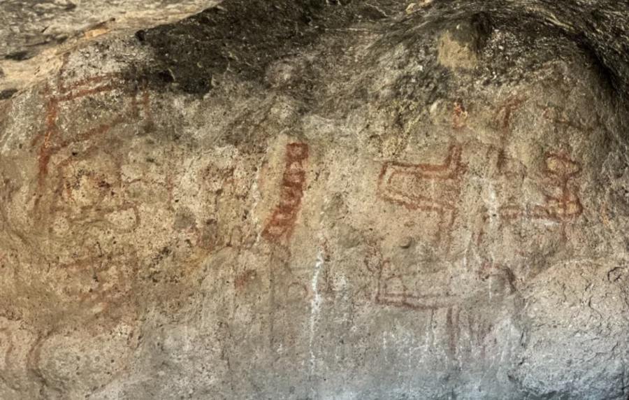 Bức tranh cổ nhất tại tại Nam Mỹ trong hang động Huenul, Neuquen, Argentina. Ảnh: CNN