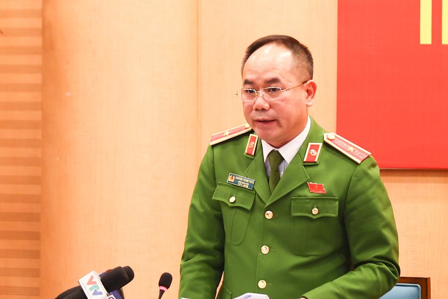 Thiếu tướng Nguyễn Thanh Tùng - Phó Giám đốc Công an TP Hà Nội đã thông tin tại buổi họp báo. 