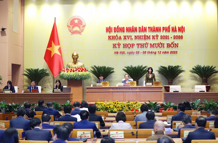 Quang cảnh Kỳ họp thứ 14 HĐND Thành phố Hà Nội khoá XVI