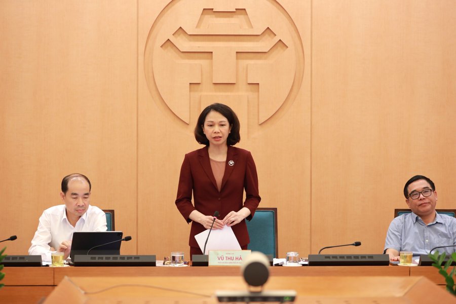 Phó Chủ tịch UBND TP Hà Nội Vũ Thu Hà phát biểu tại phiên họp. 