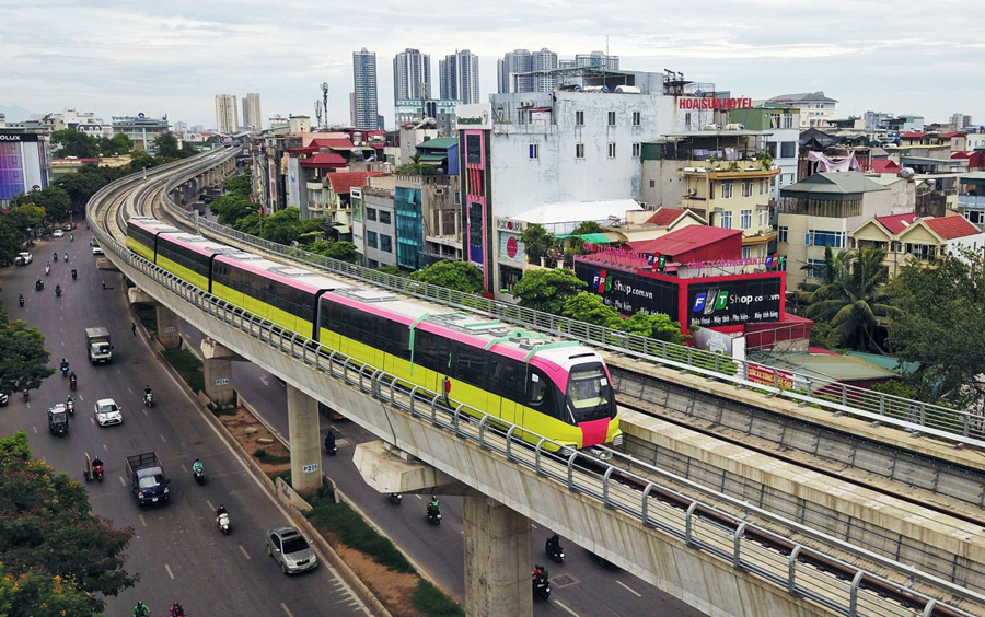 Tuyến đường sắt trên cao Nhổn - ga Hà Nội. Ảnh:  Hải Linh