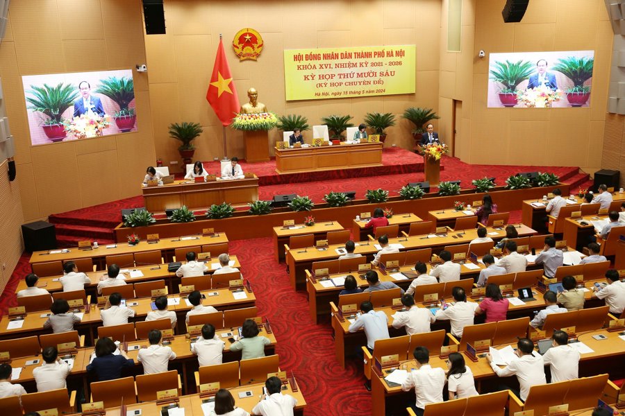 Quang cảnh Kỳ họp chuyên đề (Kỳ họp thứ 16) của HĐND TP Hà Nội