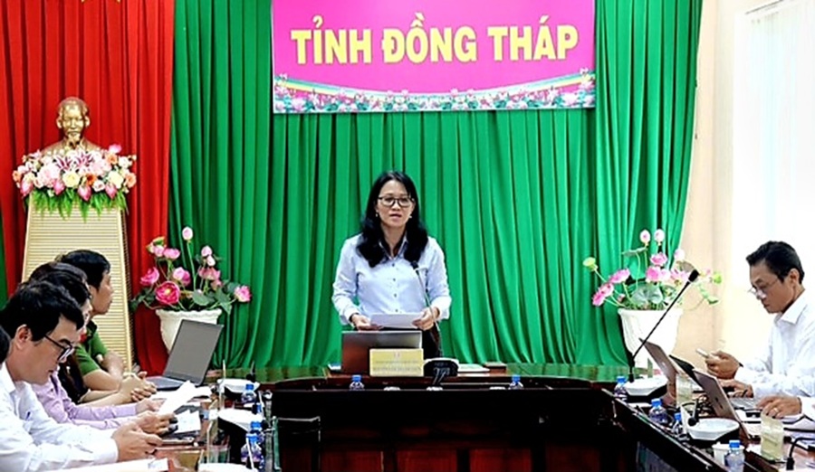 Bà Nguyễn Lâm Thanh Thủy – Giám đốc Sở Thông tin và Truyền thông tỉnh Đồng Tháp phát biểu ết luận hội nghị. Ảnh Thanh Trúc 