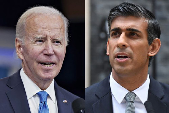 Tổng thống Mỹ Joe Biden và Thủ tướng Anh Rishi Sunak. Ảnh: bssnews.net