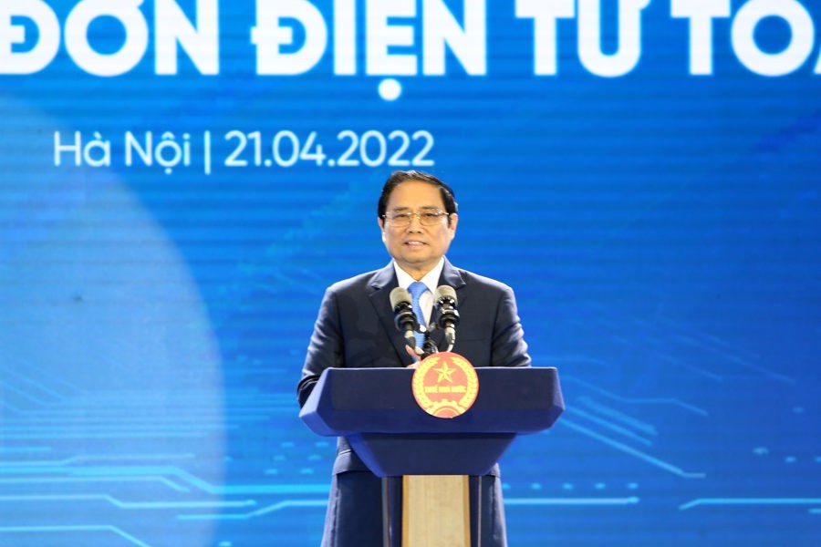 Thủ tướng Chính phủ Phạm Minh Chính phát biểu tại Lễ công bố hệ thống hóa đơn điện tử toàn quốc