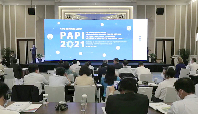 Quang cảnh hội nghị công bố chỉ số PAPI năm 2021. Ảnh: Phong Thu. 
