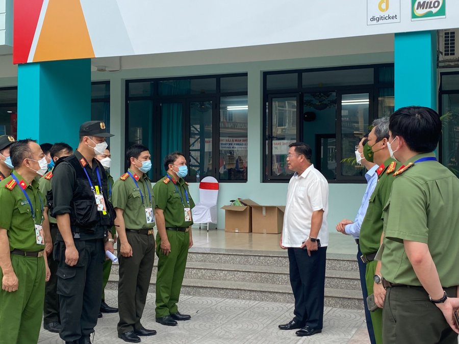 Lực lượng công an Hoàng Mai làm nhiệm vụ tại SEA Games 31. Ảnh HM