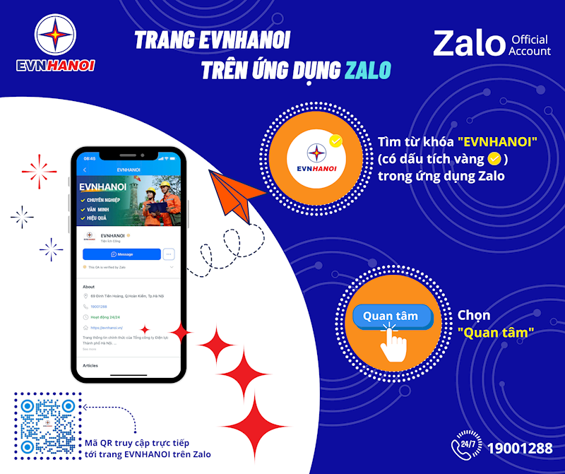 Tính đến tháng 7/2022, đã có gần 1 triệu khách hàng sử dụng điện trên địa bàn Hà Nội quan tâm đến trang EVNHANOI trên Zalo
